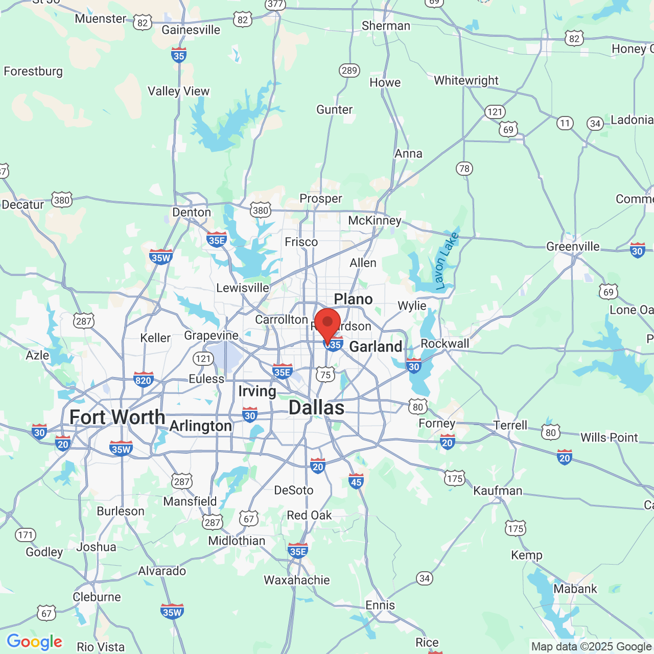 Google map image of our location in 12228 N. Central Expressway Dallas, TX